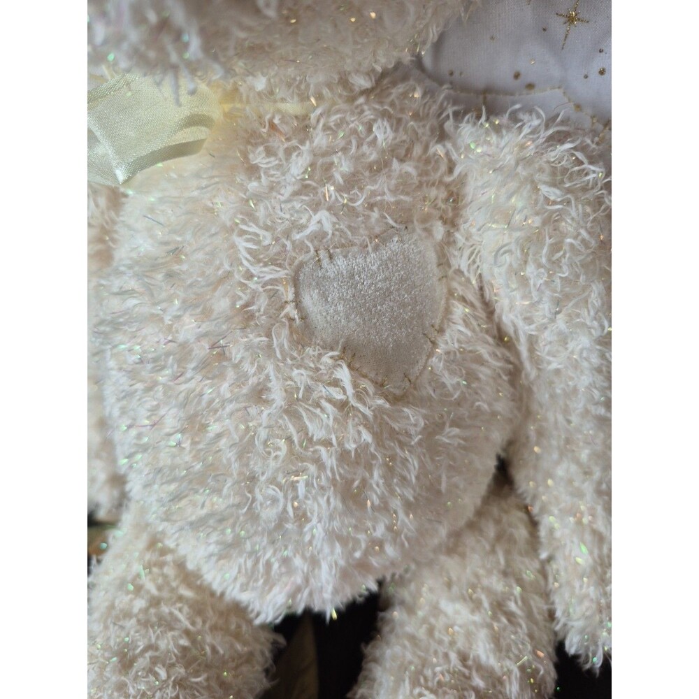 Gund Angel Bear Heart Gold Wings & Bow 10" Crystal Plush Beanie Soft Cuddly - Picture 2 of 7